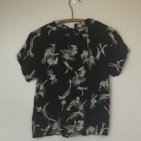 JOIE Black & Tan 'Edita' Abstract Silk Blouse XS - Picture 2 of 8